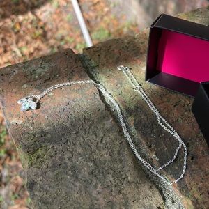 NEW! Avon .925 Sterling Silver Floral Necklace with Jewelry Pouch, Box & Card